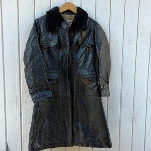 Vtg NORBERT NEL PARIS Made In France Faux Leather Coat